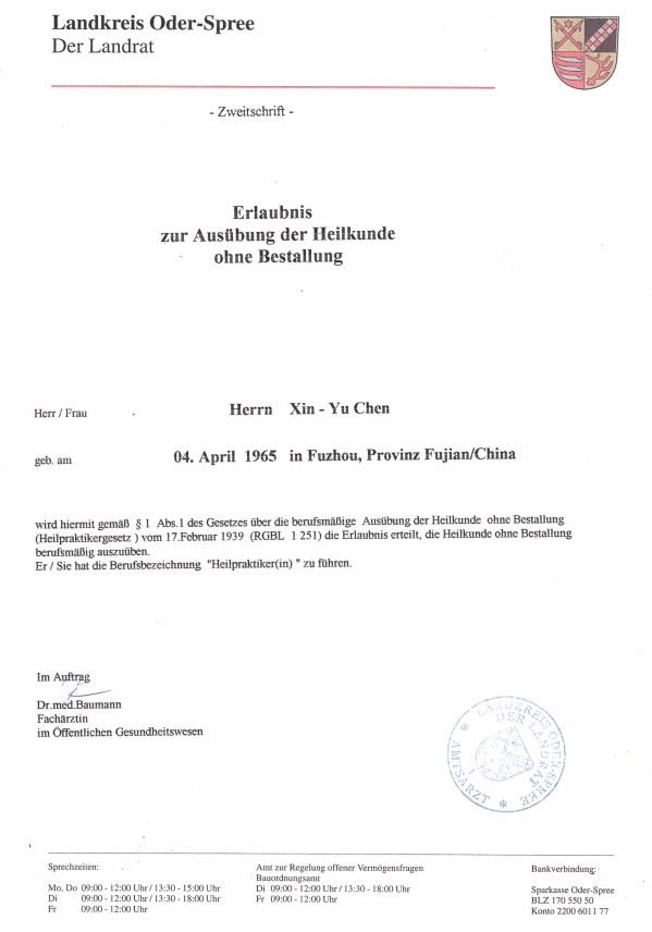 Berufs- / Heilpraktikerzulassung in Deutschland